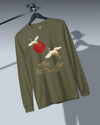 Japanese Crane and Pine Tree Ukiyo-e Unisex Long Sleeve Tee