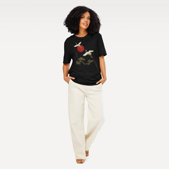 Japanese Crane & Pine Tree Organic Cotton T-Shirt - EU Edition - Samurai Original