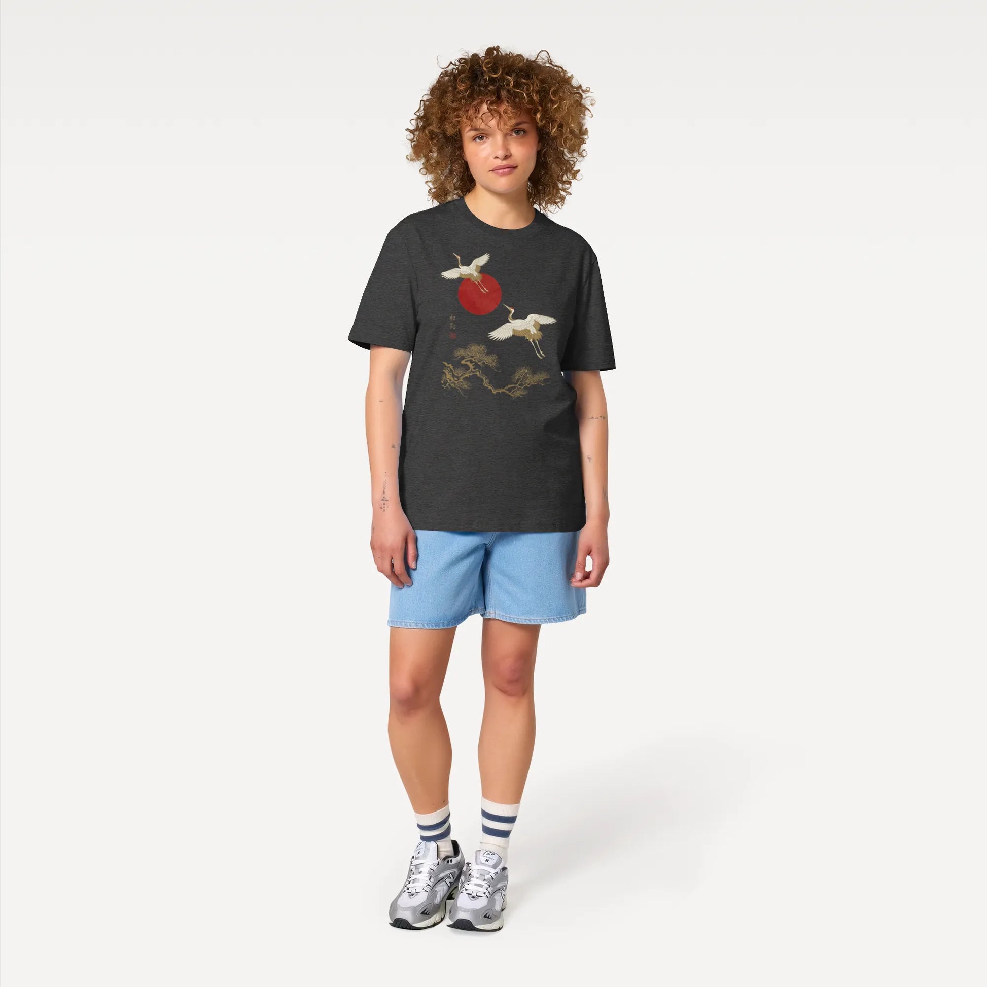 Japanese Crane & Pine Tree Organic Cotton T-Shirt - EU Edition - Samurai Original