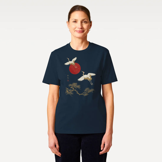 Japanese Crane & Pine Tree Organic Cotton T-Shirt - EU Edition - Samurai Original