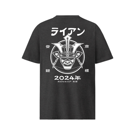 Samurai Kabuto Custom Name Organic T-Shirt – EU Edition Dark Heather Grey - Samurai Original