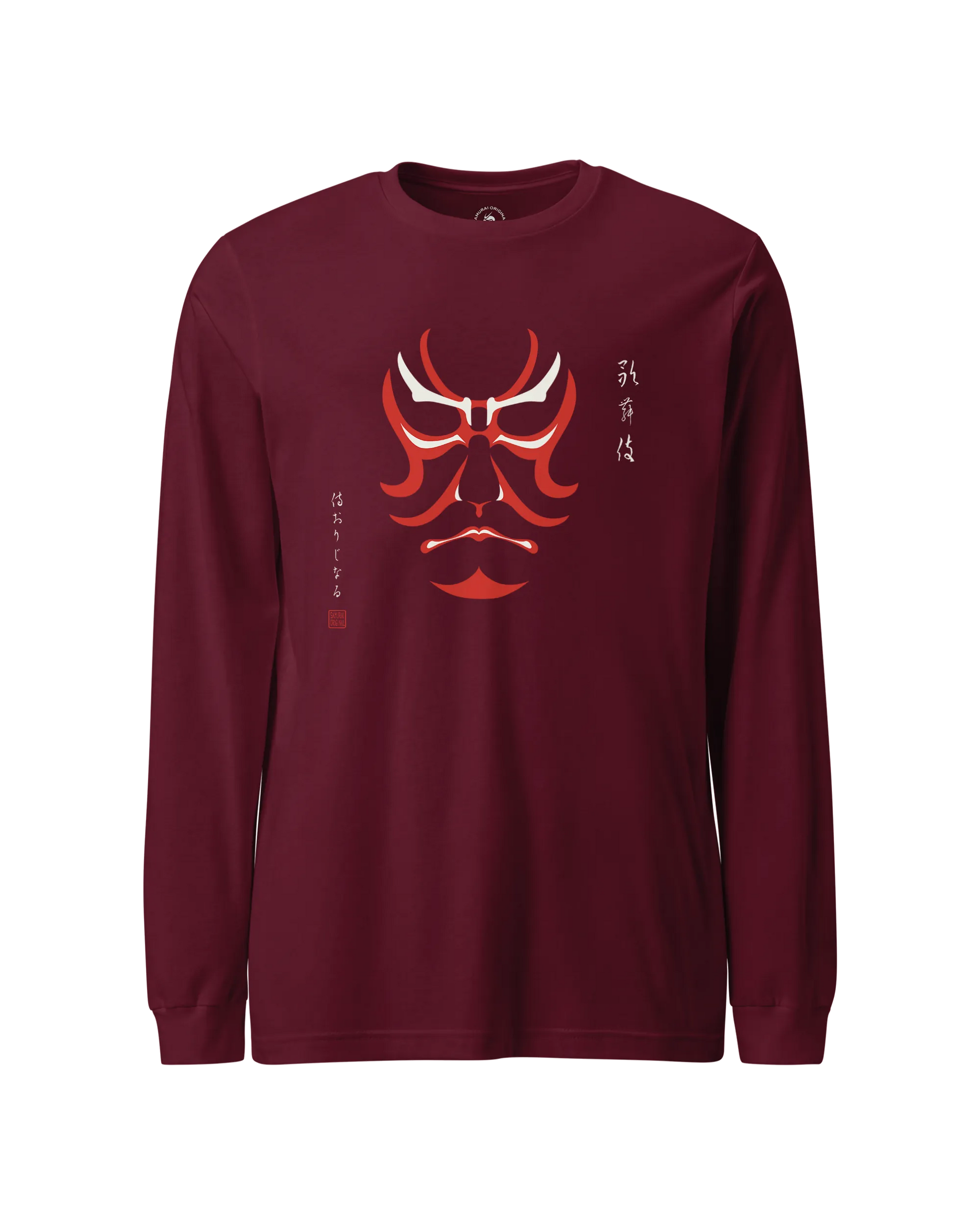 Kabuki Unisex Long Sleeve Tee Maroon - Samurai Original
