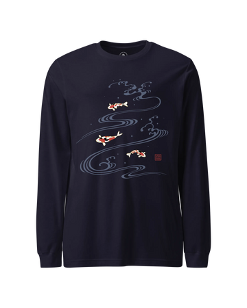 Koi Fish Japanese Ukiyo-e Unisex Long Sleeve Tee No.3