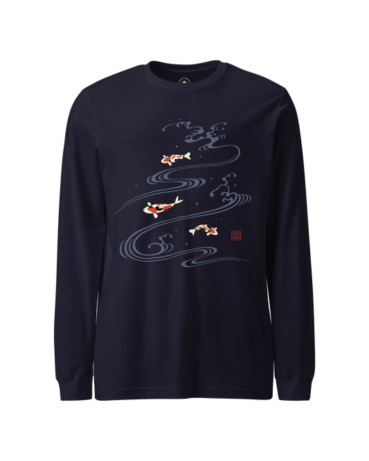 Koi Fish Japanese Ukiyo-e Unisex Long Sleeve Tee No.3