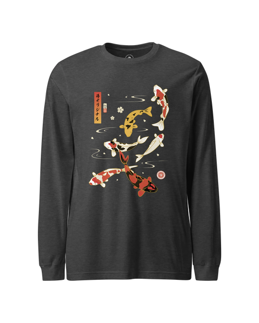 Koi Fish Japanese Ukiyo-e Unisex Long Sleeve Tee