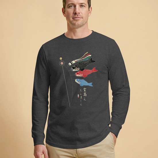 Koinobori Carp Flag Japanese Ukiyo-e Unisex Long Sleeve Tee - Samurai Original
