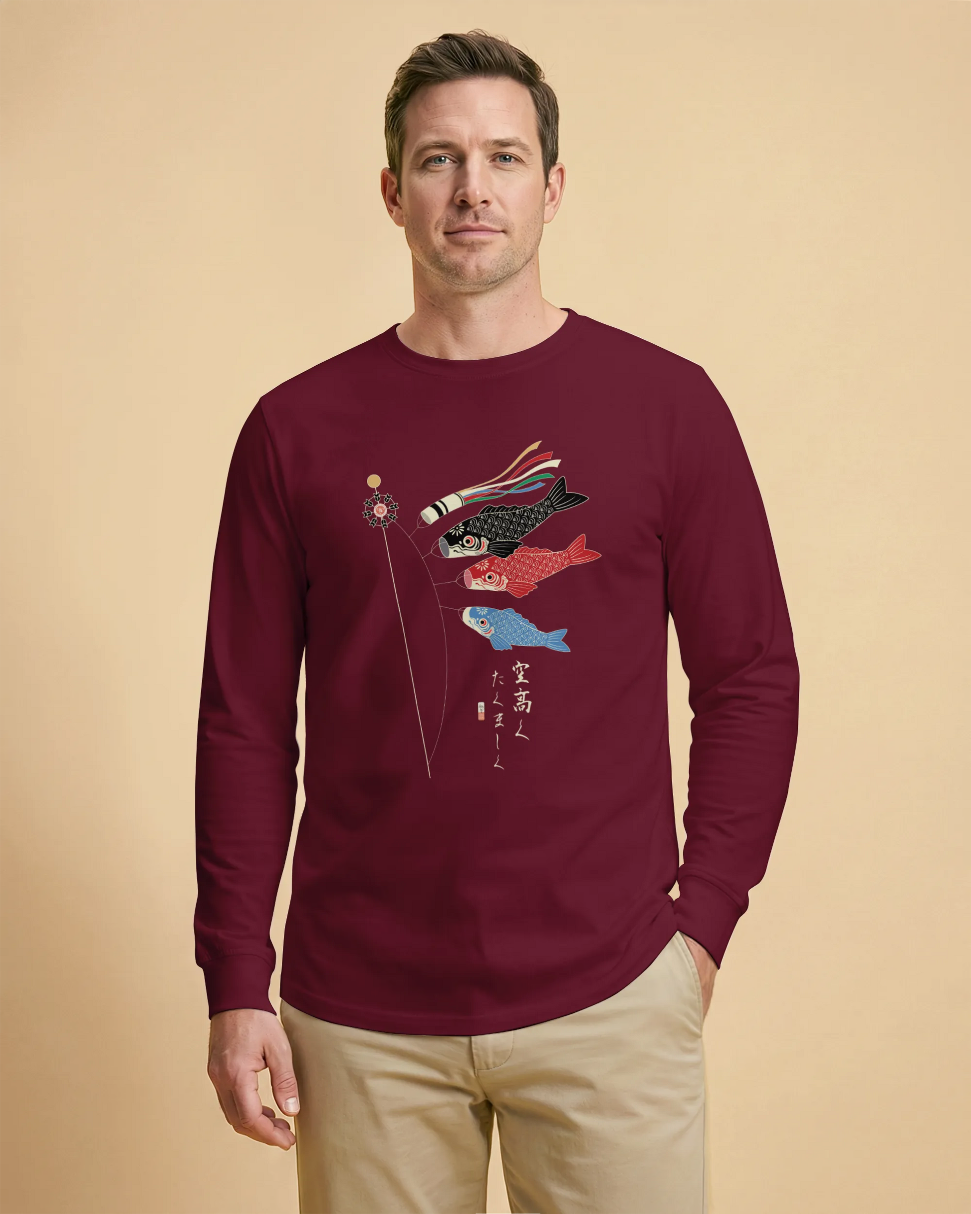 Koinobori Carp Flag Japanese Ukiyo-e Unisex Long Sleeve Tee - Samurai Original