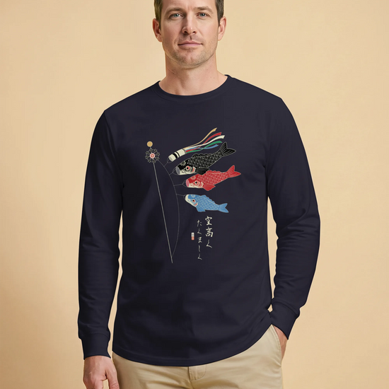 Koinobori Carp Flag Japanese Ukiyo-e Unisex Long Sleeve Tee - Samurai Original