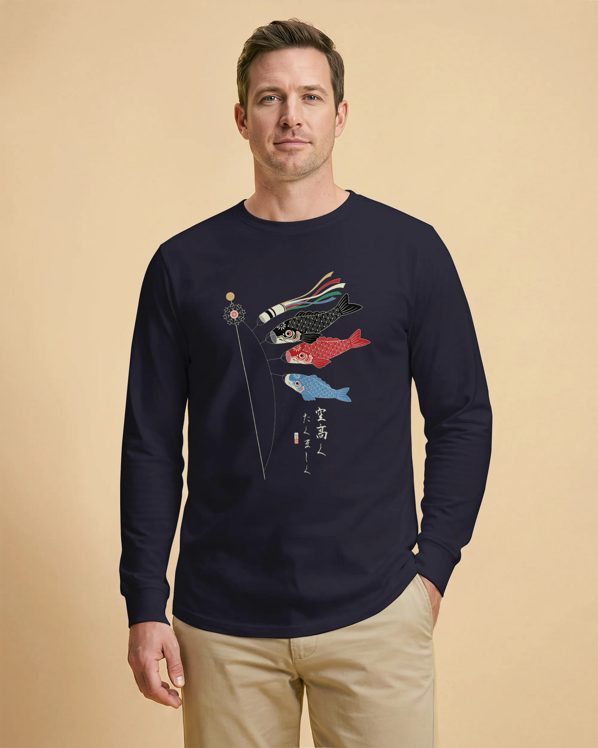 Koinobori Carp Flag Japanese Ukiyo-e Unisex Long Sleeve Tee - Samurai Original