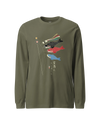 Koinobori Carp Flag Japanese Ukiyo-e Unisex Long Sleeve Tee Military Green - Samurai Original