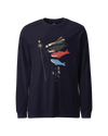 Koinobori Carp Flag Japanese Ukiyo-e Unisex Long Sleeve Tee Navy - Samurai Original