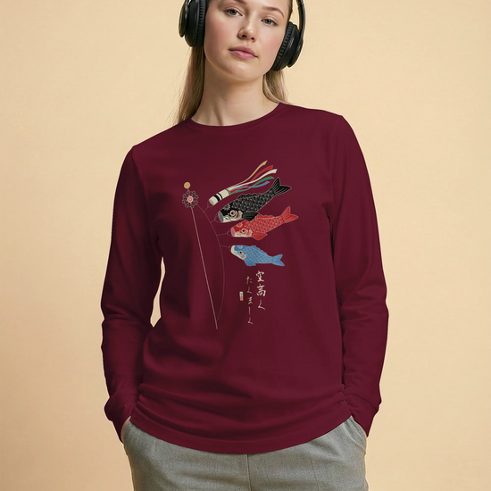 Koinobori Carp Flag Japanese Ukiyo-e Unisex Long Sleeve Tee - Samurai Original