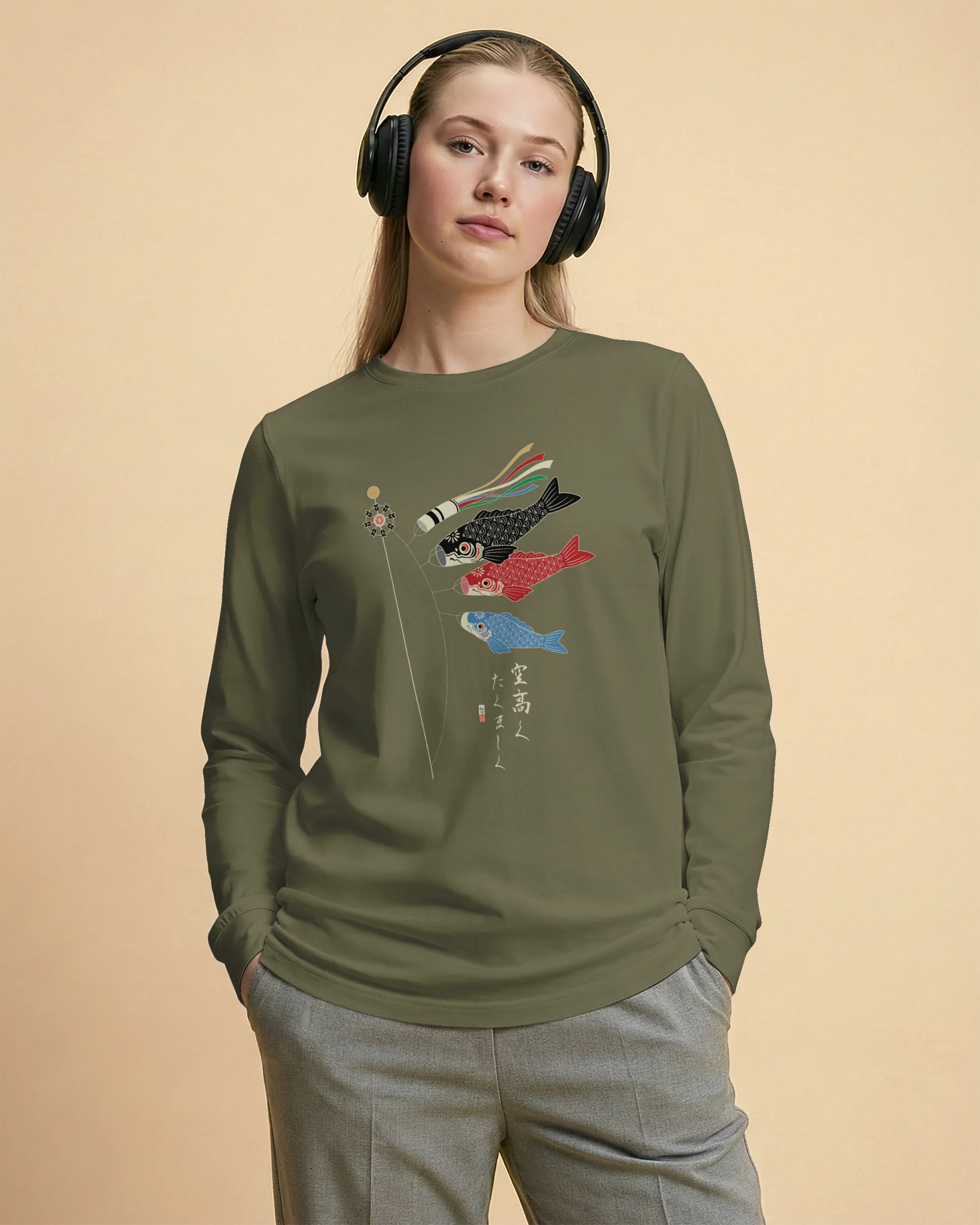 Koinobori Carp Flag Japanese Ukiyo-e Unisex Long Sleeve Tee - Samurai Original