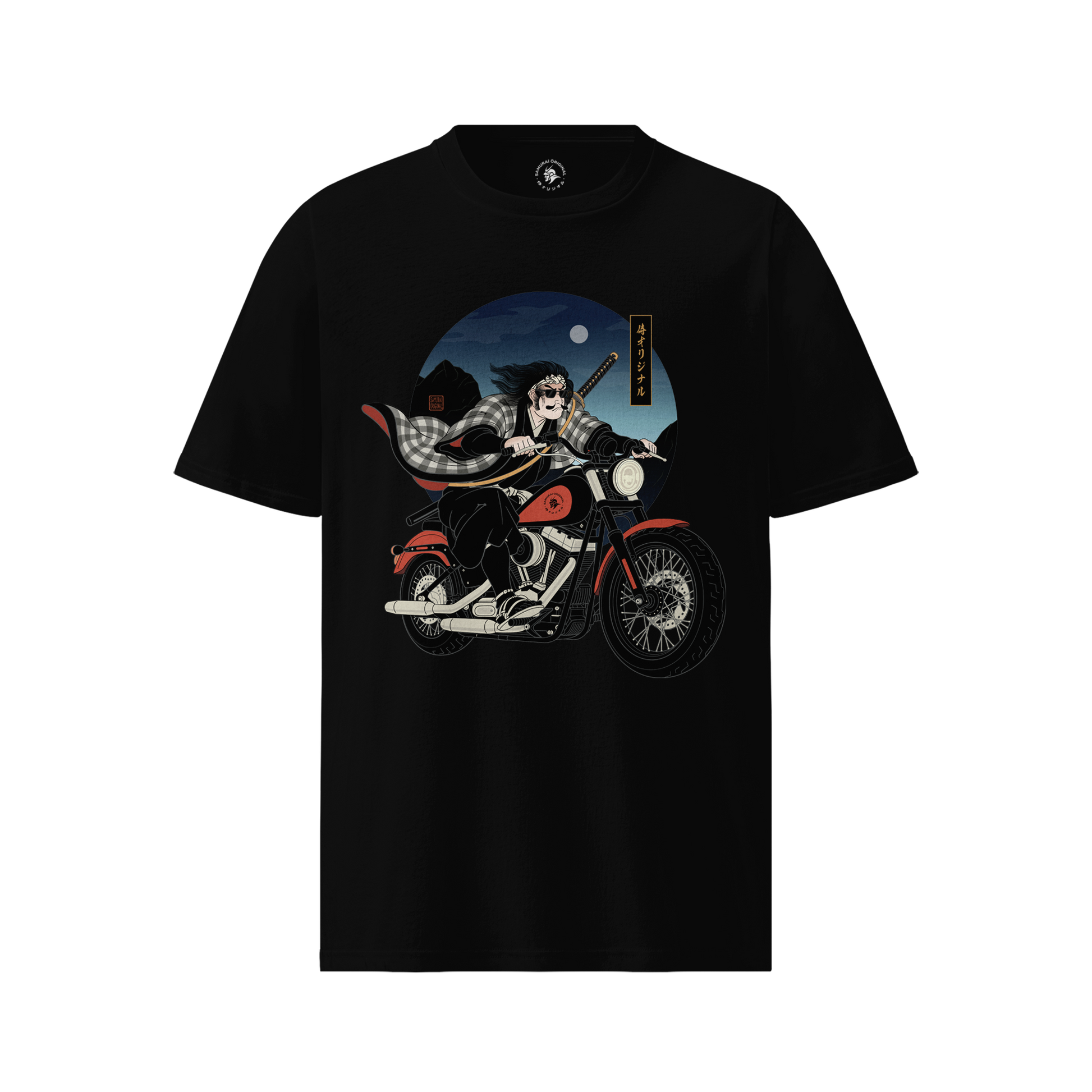 Kurokaze Samurai Biker Ukiyo-e Organic T-shirt - Samurai Original