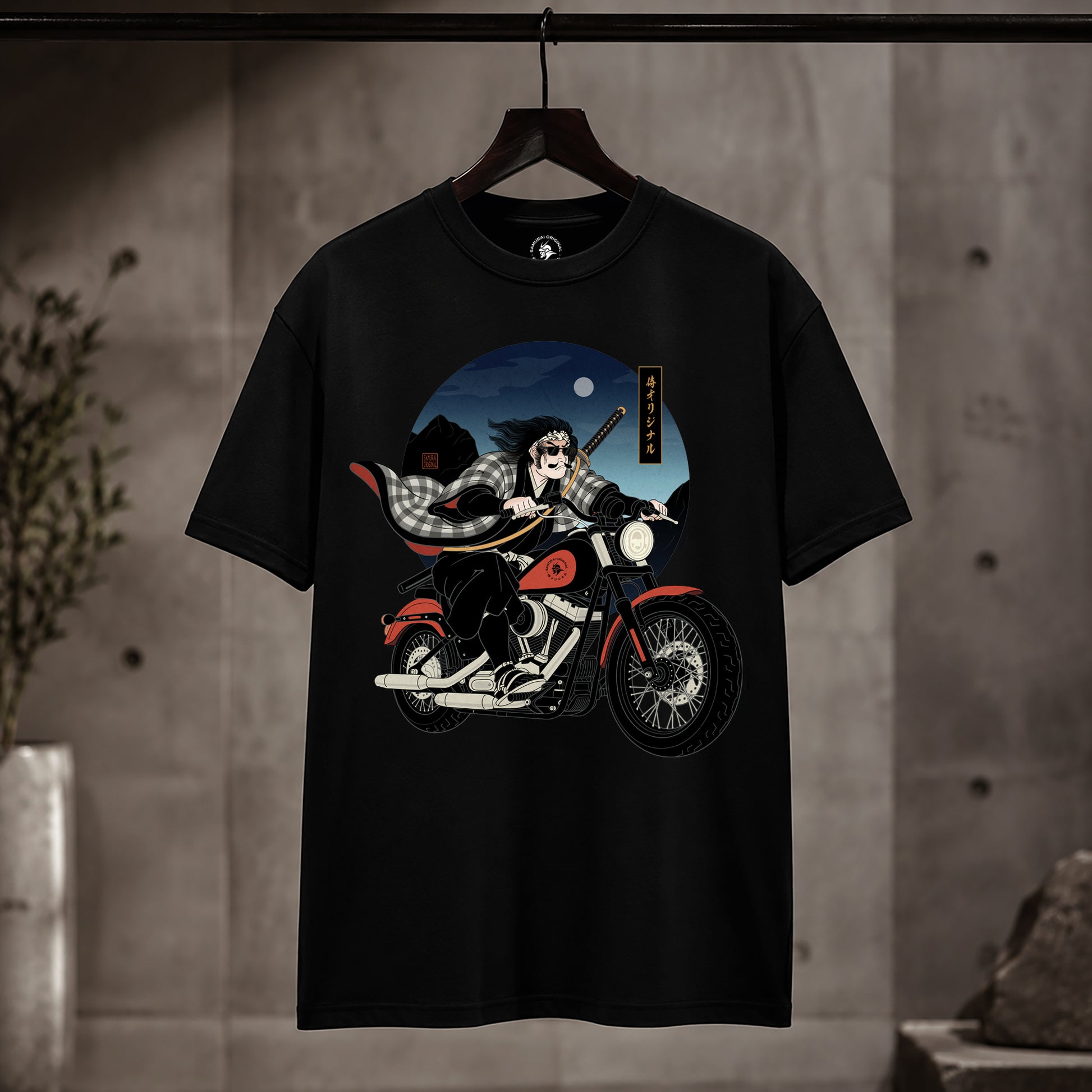 Kurokaze Samurai Biker Ukiyo-e Organic T-shirt - Samurai Original