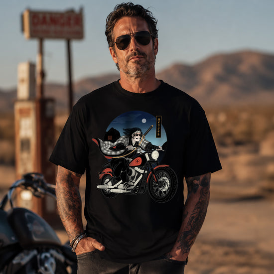 Kurokaze Samurai Biker Ukiyo-e Organic T-shirt - Samurai Original