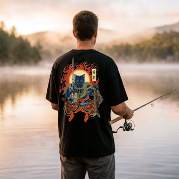 The Great Neko Fishing T-shirt Classic - Samurai Original