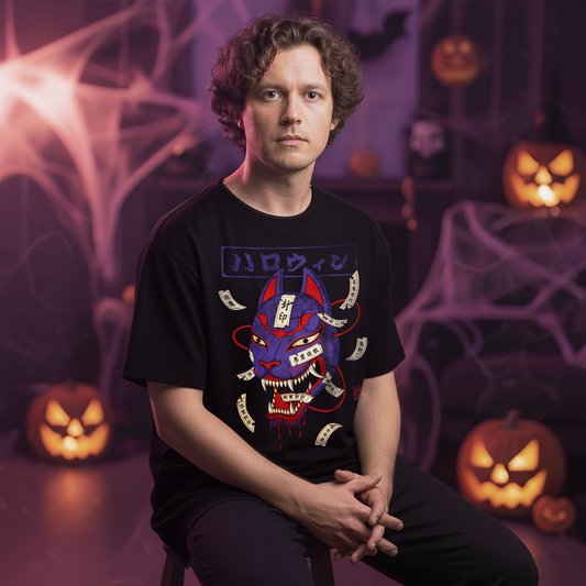 Kitsune Mask Halloween Unisex Organic T-shirt