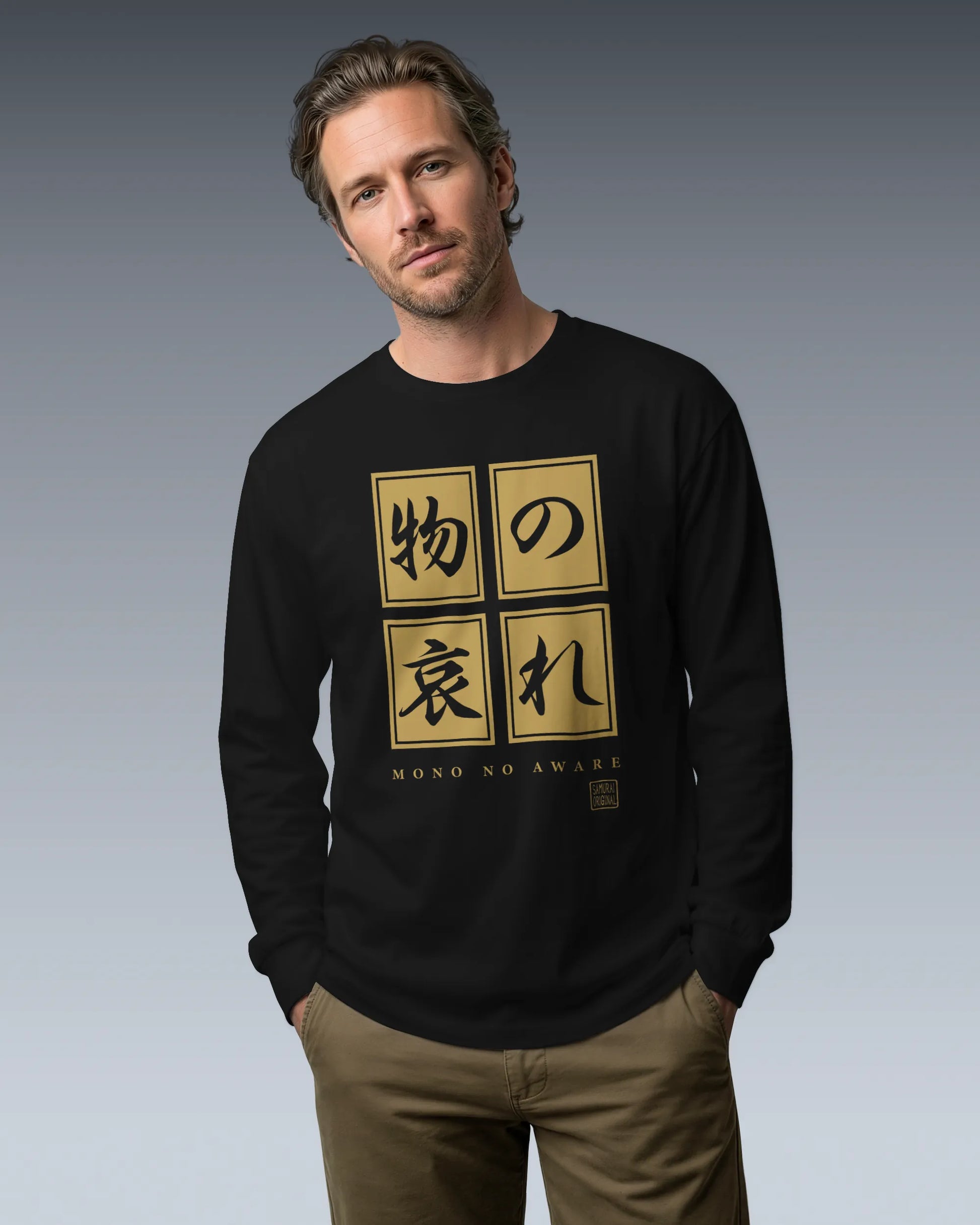 Mono No Aware Japanese Calligraphy Unisex Long Sleeve Tee - Samurai Original