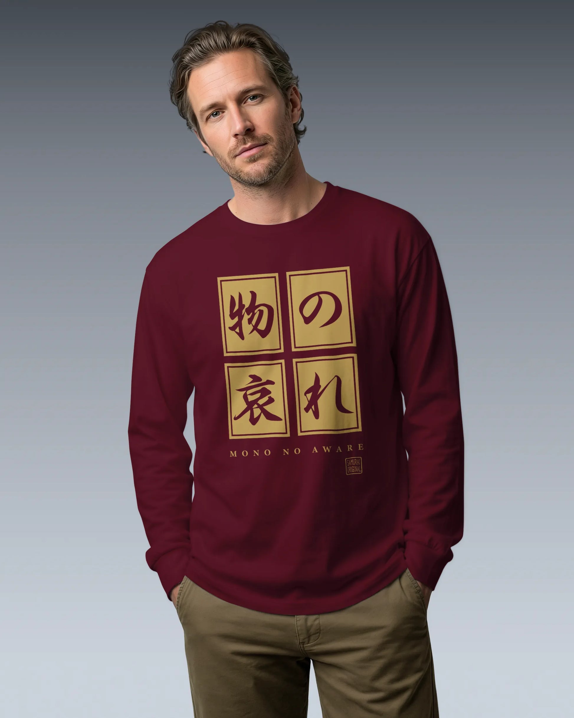 Mono No Aware Japanese Calligraphy Unisex Long Sleeve Tee - Samurai Original