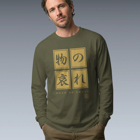 Mono No Aware Japanese Calligraphy Unisex Long Sleeve Tee - Samurai Original