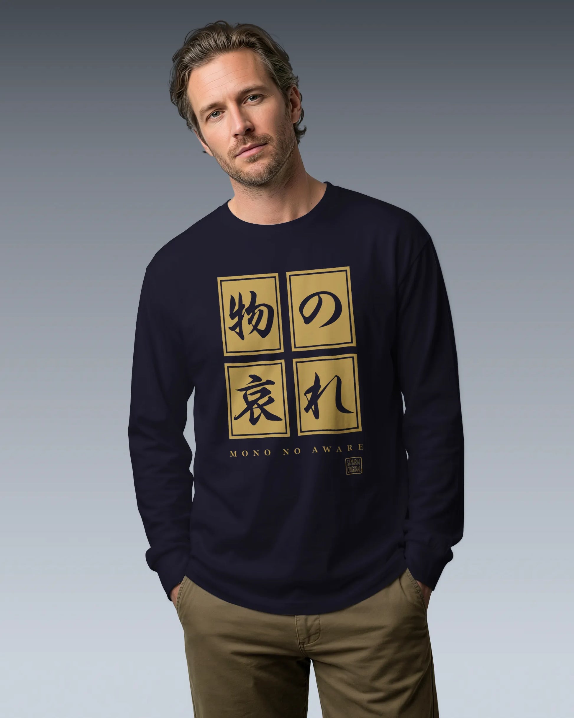 Mono No Aware Japanese Calligraphy Unisex Long Sleeve Tee - Samurai Original