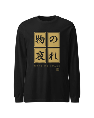 Mono No Aware Japanese Calligraphy Unisex Long Sleeve Tee Black - Samurai Original