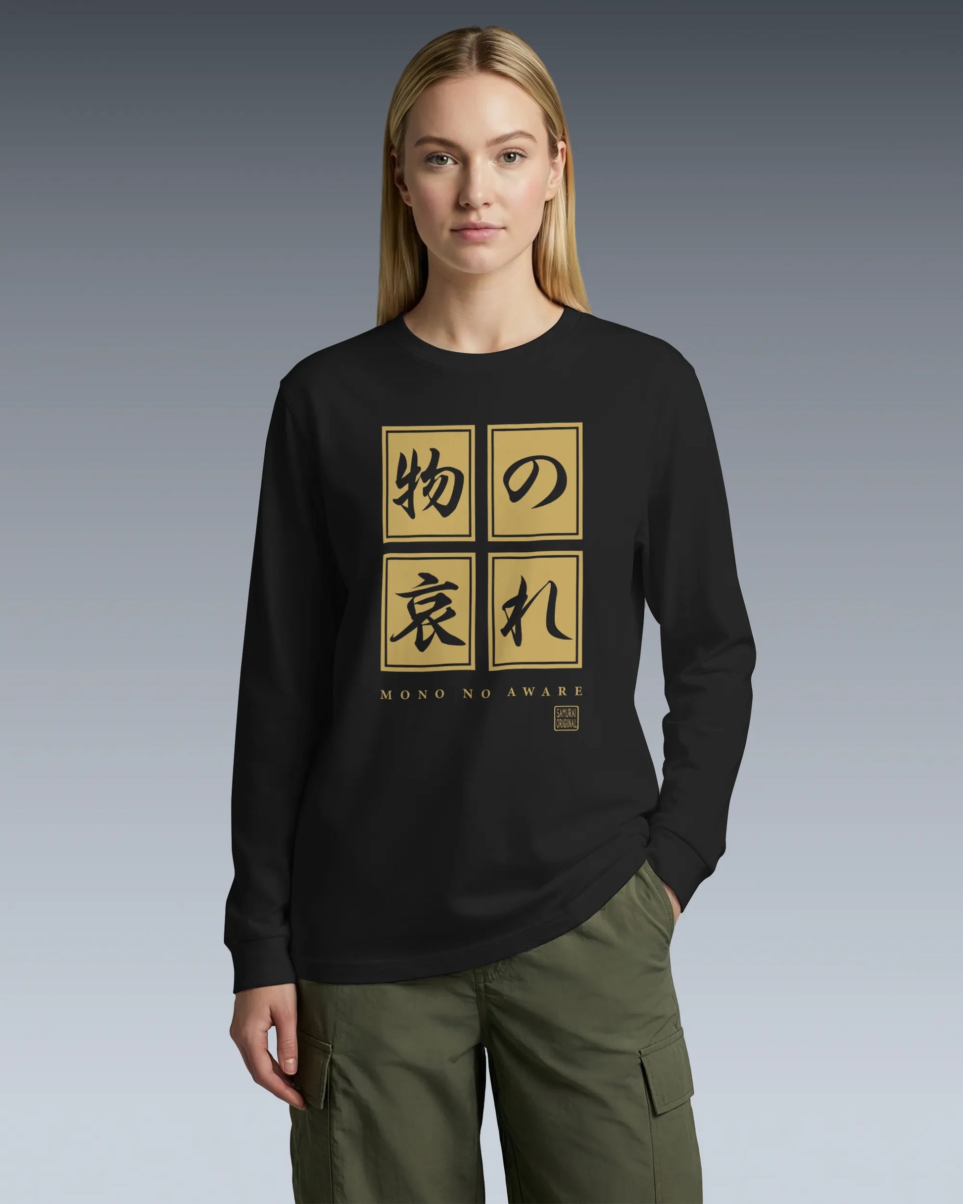 Mono No Aware Japanese Calligraphy Unisex Long Sleeve Tee - Samurai Original