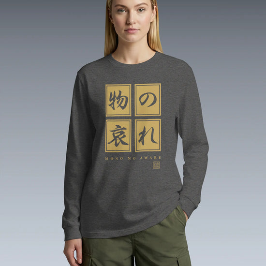 Mono No Aware Japanese Calligraphy Unisex Long Sleeve Tee - Samurai Original