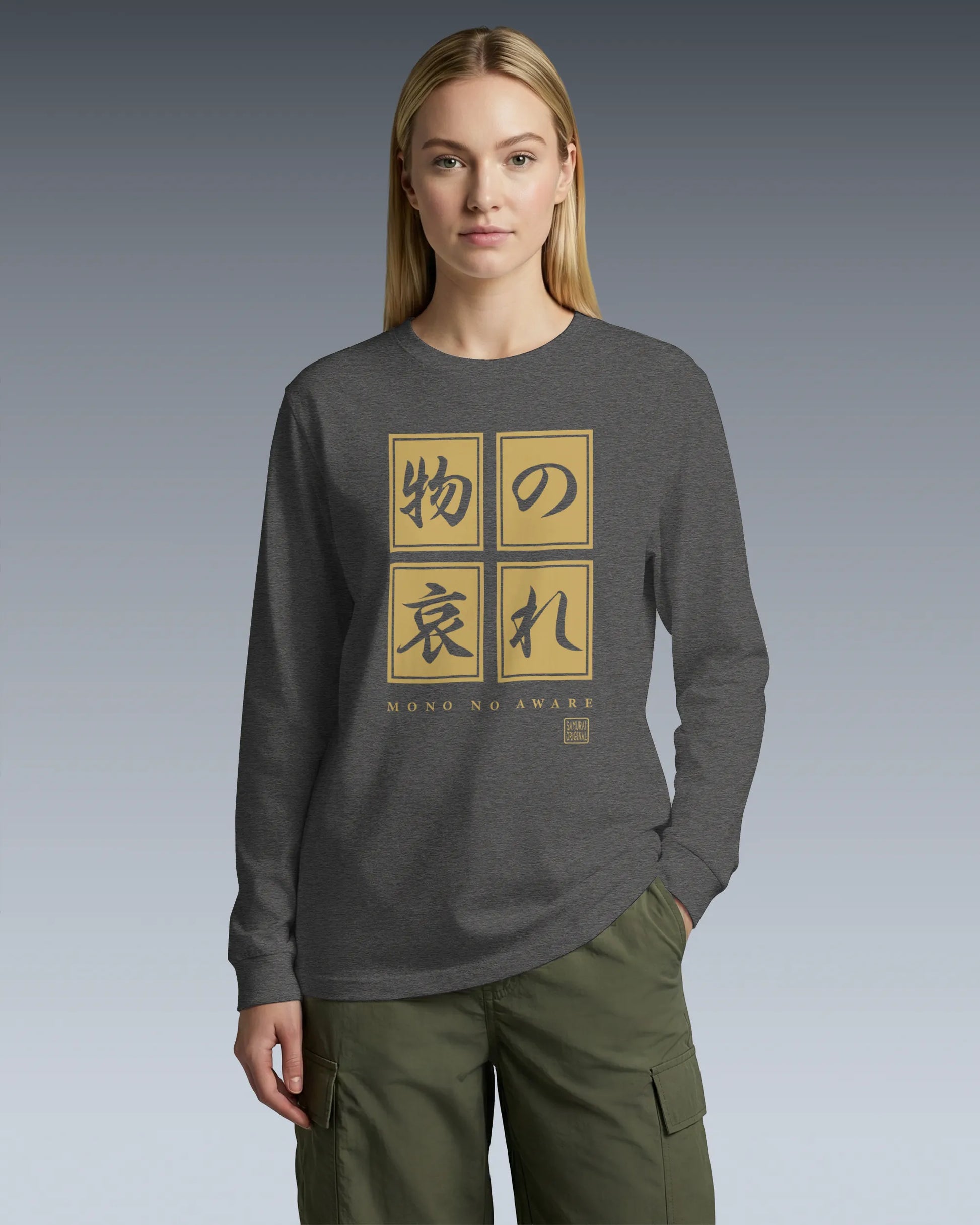 Mono No Aware Japanese Calligraphy Unisex Long Sleeve Tee - Samurai Original