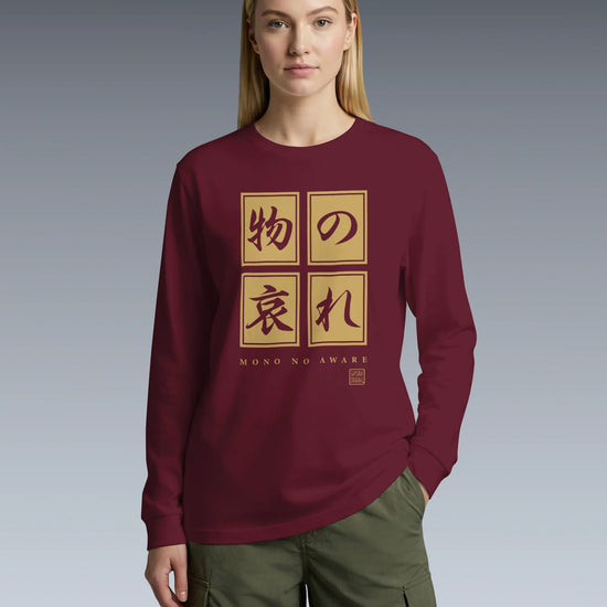 Mono No Aware Japanese Calligraphy Unisex Long Sleeve Tee - Samurai Original