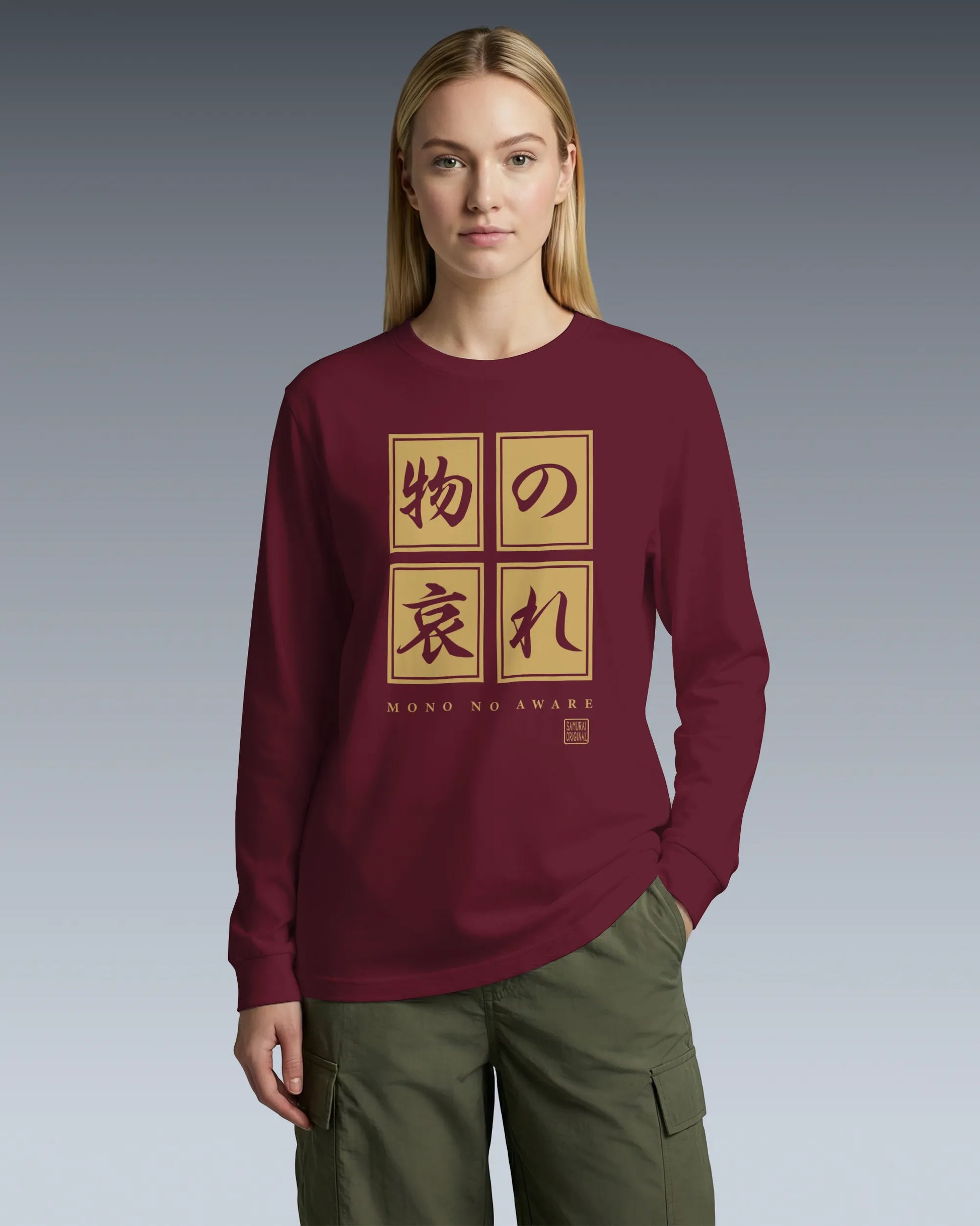 Mono No Aware Japanese Calligraphy Unisex Long Sleeve Tee - Samurai Original