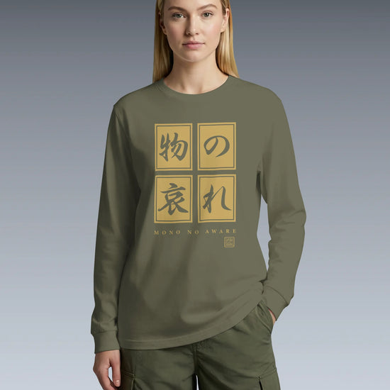 Mono No Aware Japanese Calligraphy Unisex Long Sleeve Tee - Samurai Original