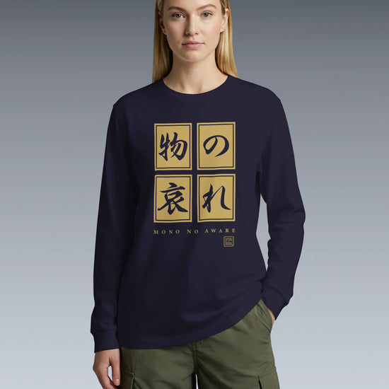 Mono No Aware Japanese Calligraphy Unisex Long Sleeve Tee - Samurai Original