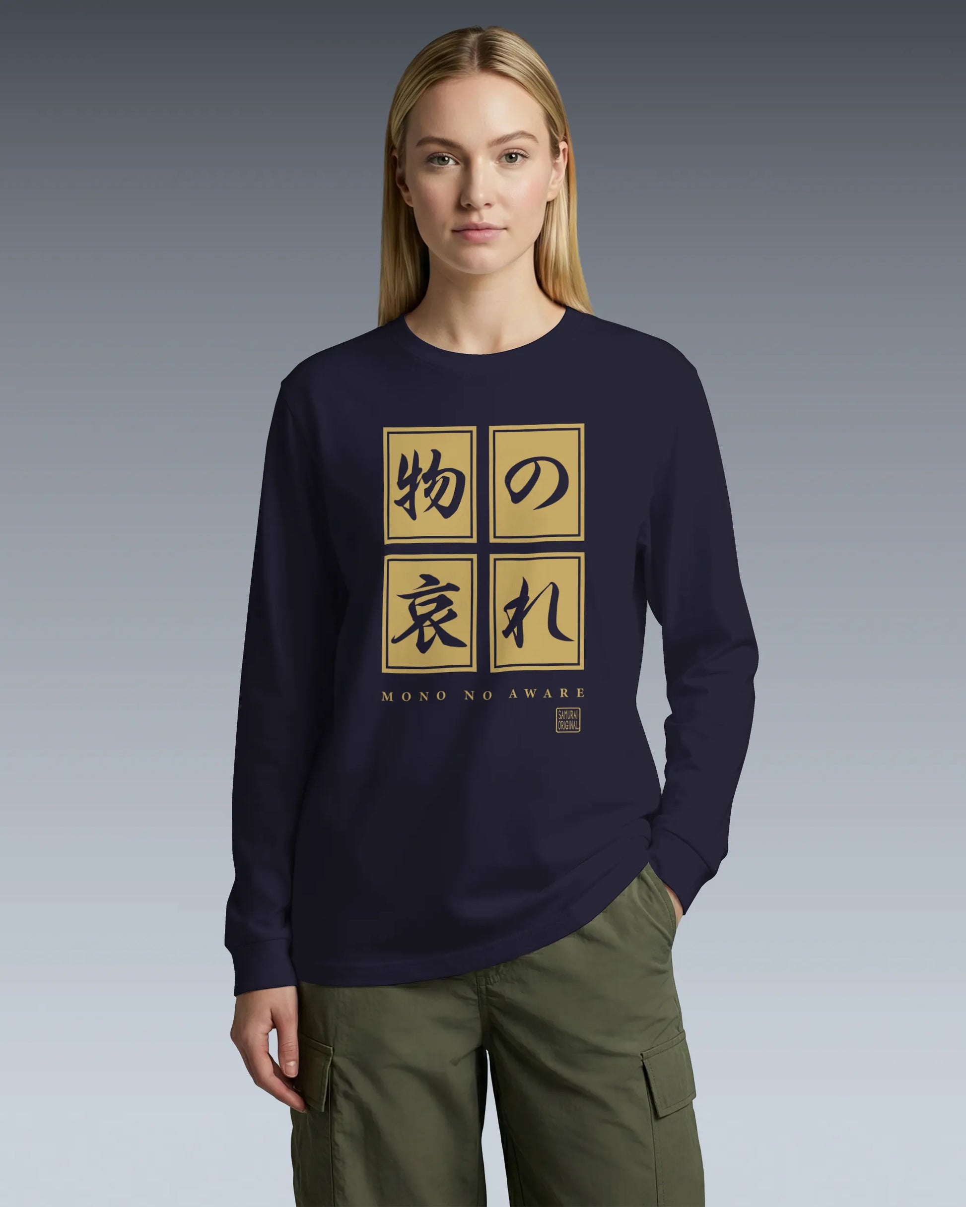 Mono No Aware Japanese Calligraphy Unisex Long Sleeve Tee - Samurai Original
