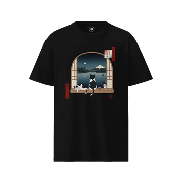 Moonlit Cats Ukiyo-e Organic T-shirt