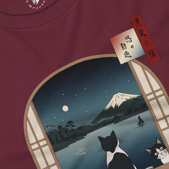 Moonlit Cats Ukiyo-e Unisex Long Sleeve Tee - Samurai Original