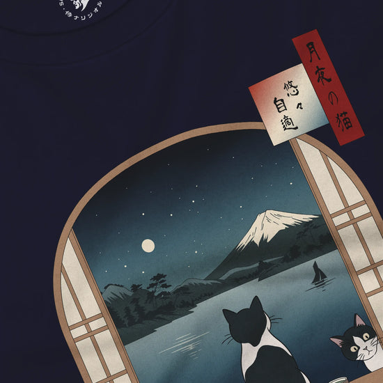Moonlit Cats Ukiyo-e Unisex Long Sleeve Tee - Samurai Original