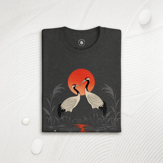 Moonlit Cranes Ukiyo-e Organic T-Shirt - Samurai Original