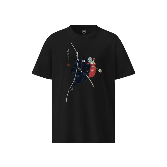 Ninja Santa Christmas Japanese Ukiyo-e Unisex Organic T-shirt