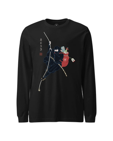 Ninja Santa Christmas Japanese Ukiyo-e Unisex Long Sleeve Tee