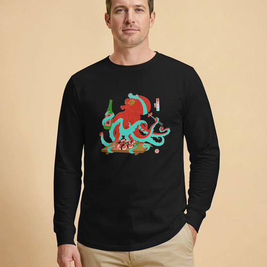 Octopus Sushi Japanese Ukiyo-e Unisex Long Sleeve Tee - Samurai Original