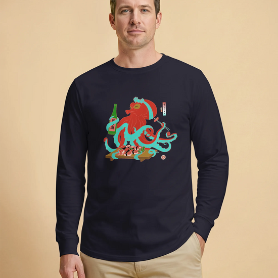 Octopus Sushi Japanese Ukiyo-e Unisex Long Sleeve Tee - Samurai Original
