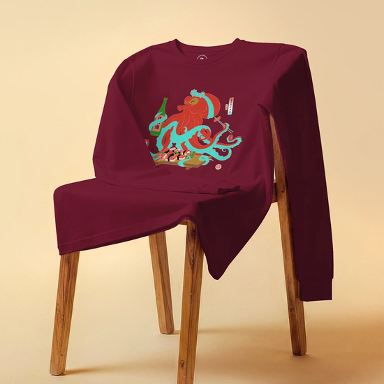 Octopus Sushi Japanese Ukiyo-e Unisex Long Sleeve Tee - Samurai Original