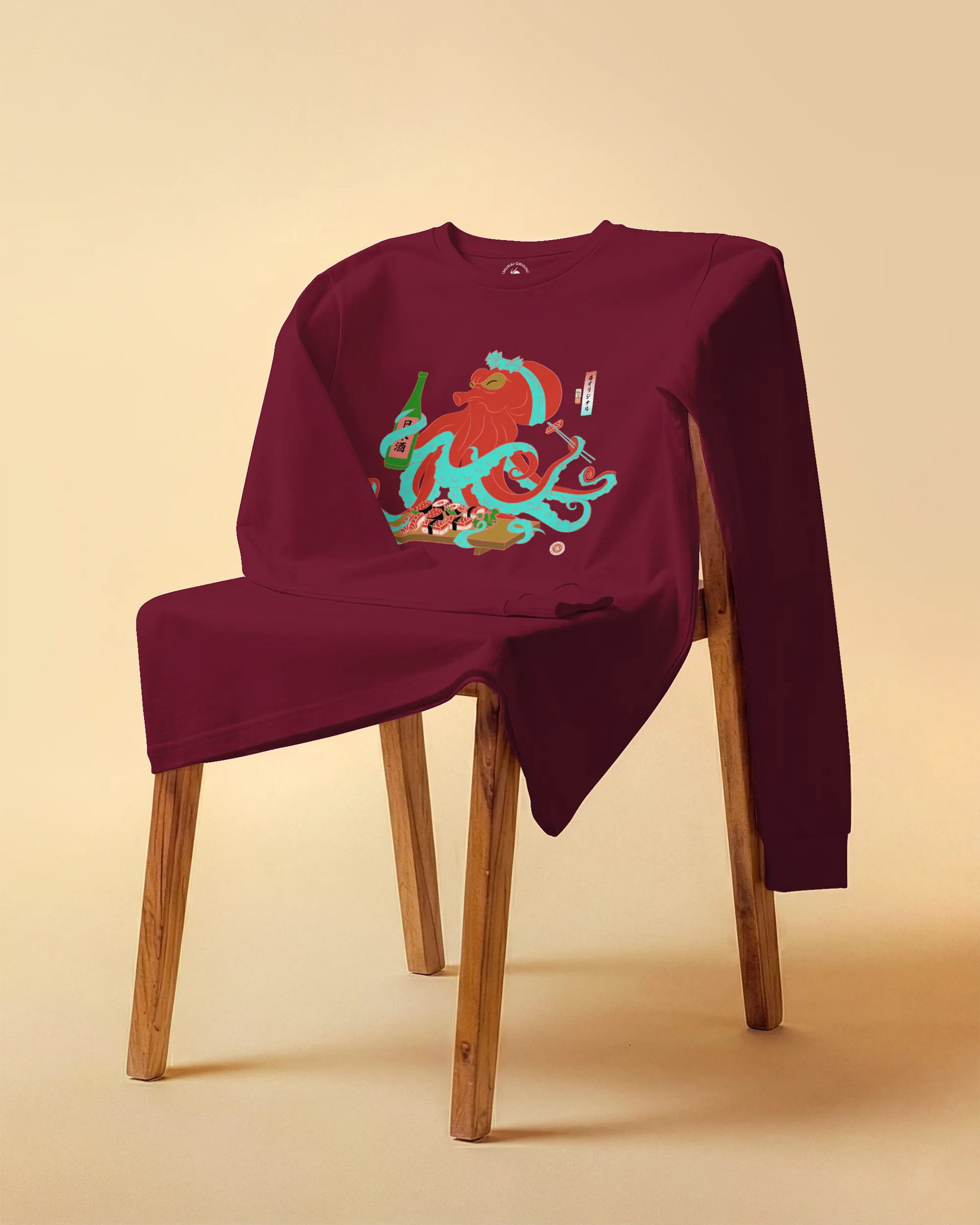 Octopus Sushi Japanese Ukiyo-e Unisex Long Sleeve Tee - Samurai Original