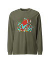 Octopus Sushi Japanese Ukiyo-e Unisex Long Sleeve Tee Military Green - Samurai Original
