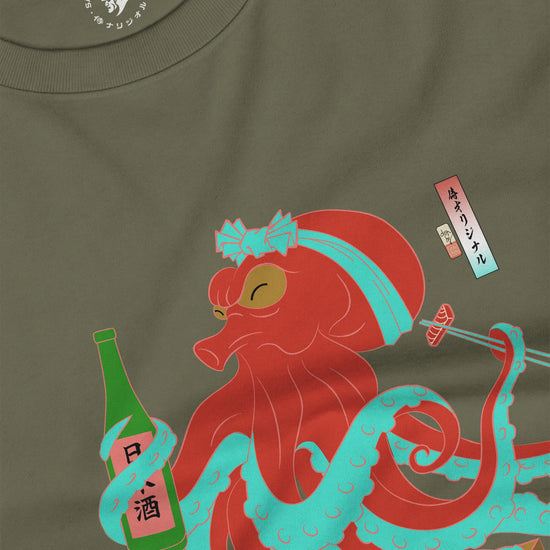 Octopus Sushi Japanese Ukiyo-e Unisex Long Sleeve Tee - Samurai Original