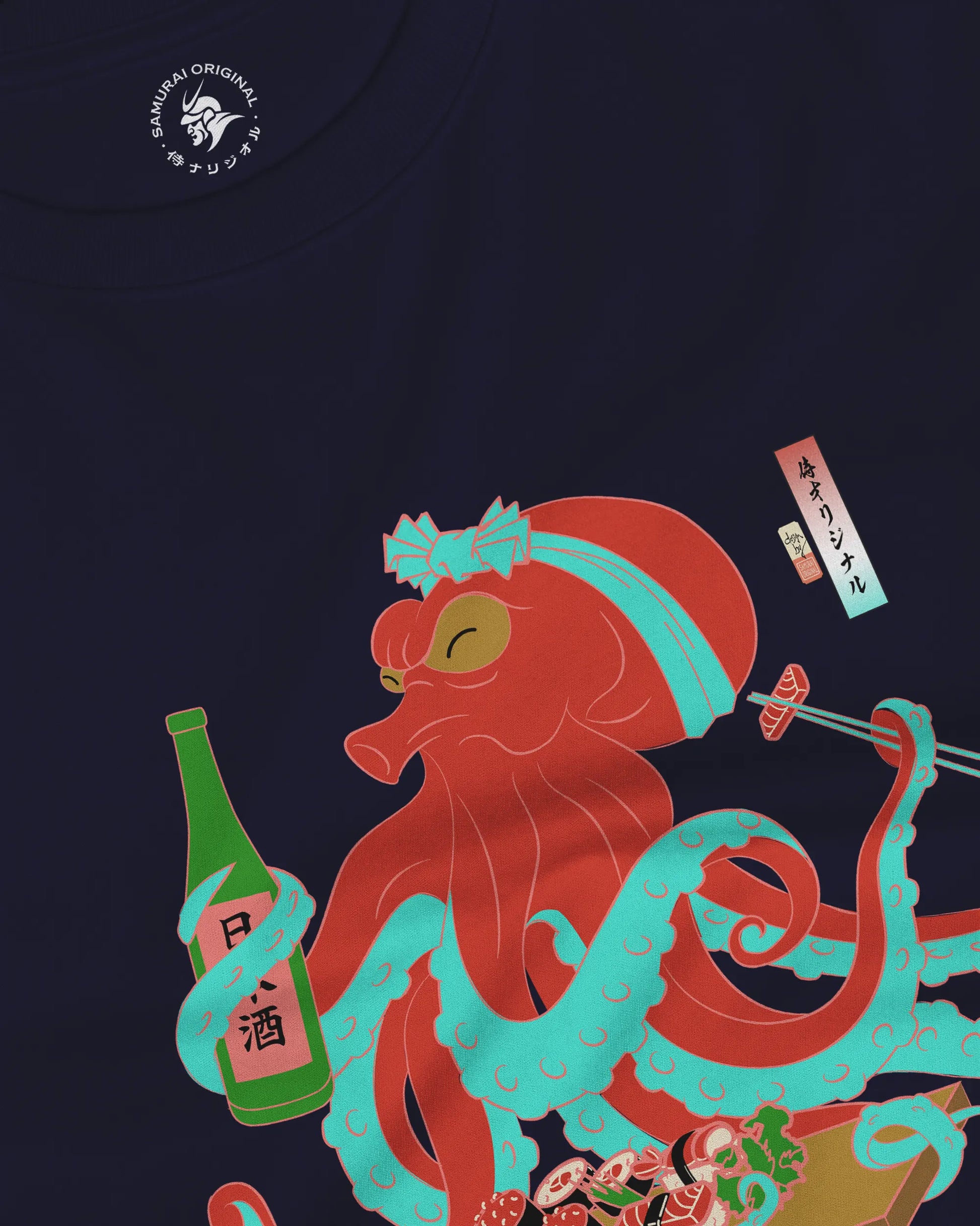 Octopus Sushi Japanese Ukiyo-e Unisex Long Sleeve Tee - Samurai Original
