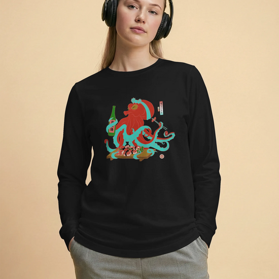 Octopus Sushi Japanese Ukiyo-e Unisex Long Sleeve Tee - Samurai Original