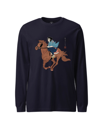 Onna Bugeisha Riding Horse Japanese Ukiyo-e Unisex Long Sleeve Tee
